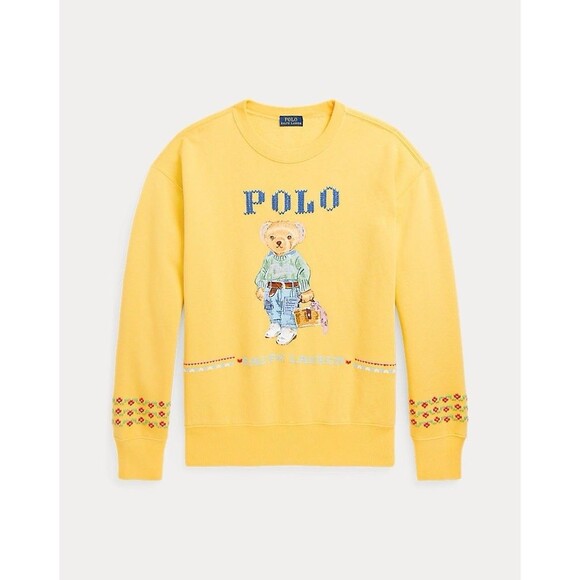 Polo Ralph Lauren Yellow Polo Bear Embroidered New Orleans Country Sweatshirt XS - Picture 2 of 16